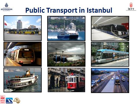 Otobüs, motor, finüküler, teleferik, metro, hafif raylı sistem, feribot, nostaljik tramvay ve metrobüs gibi pek çok toplu taşıma türünü iki kıtayı birleştiren mega kent İstanbul’da bulabilirsiniz (Kaynak: İETT)